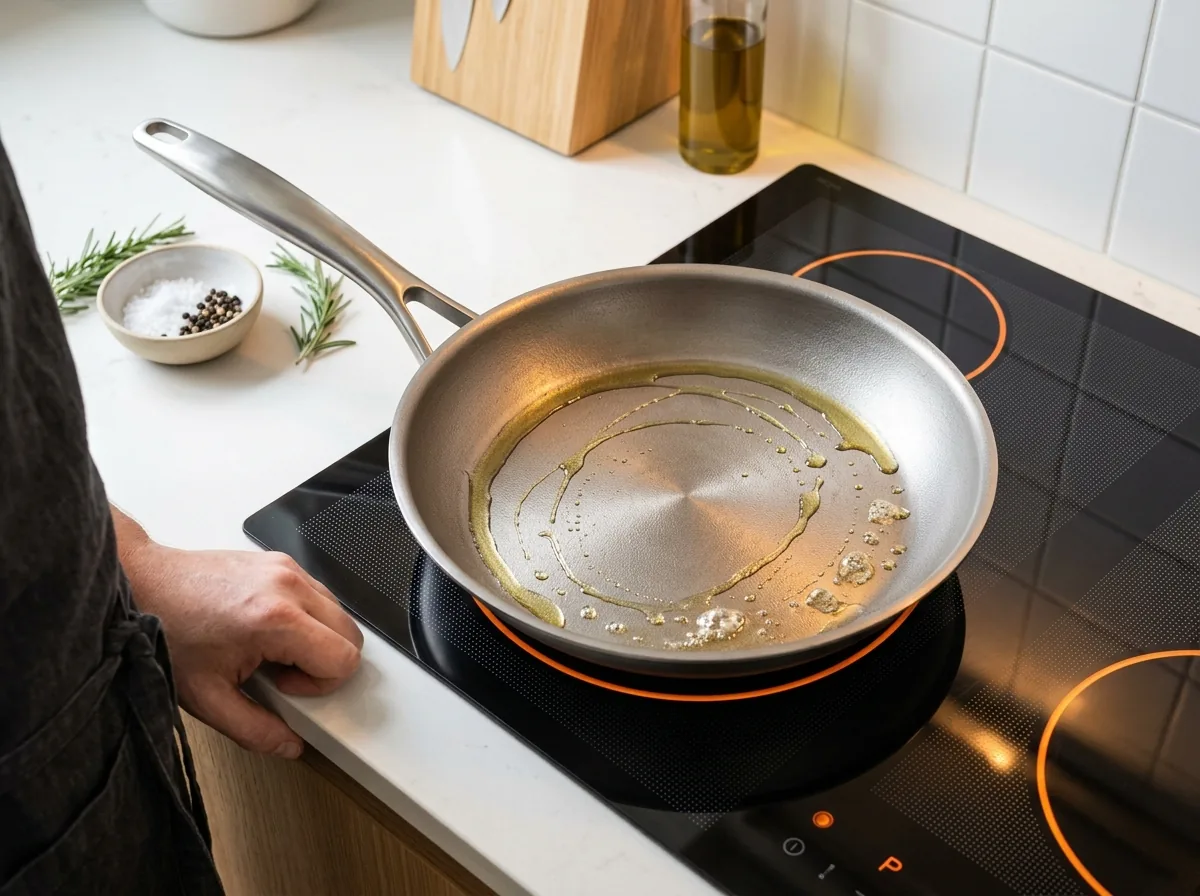 Step 1: Gentle Pre-Heat and Oil Film in Joyhnny Pan